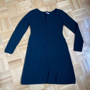 Calypso Black cashmere mini sweater dress